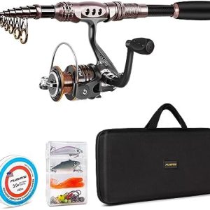 PLUSINNO Fishing Rod and Reel Combos Carbon Fiber Telescopic Fishing Pole with Reel Combo Sea Saltwater Freshwater Kit Fishing Rod Kit